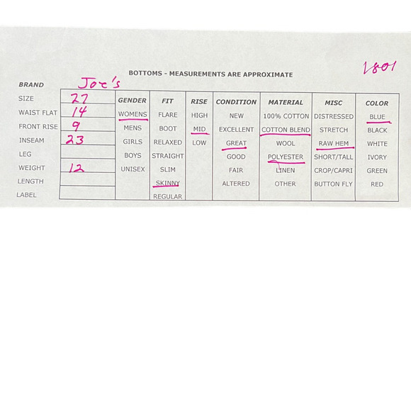 Joes Jeans Womens Skinny Ankle Stretch Medium Wash Mid Rise Raw Hem Zip Denim 27 - Picture 10 of 10